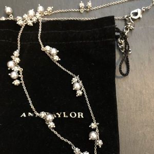 Ann Taylor Pearl Silver Long Necklace